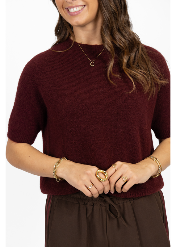 21Jewelz Effen basic truitje met korte mouw - bordeaux