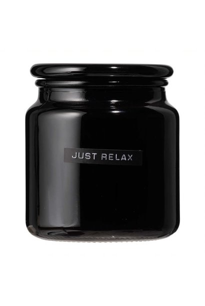 Big fragrance candle fresh linen black glass 'just relax'