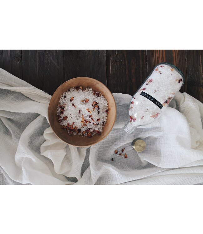 Bath salt - Roses 500ml with Brass cap