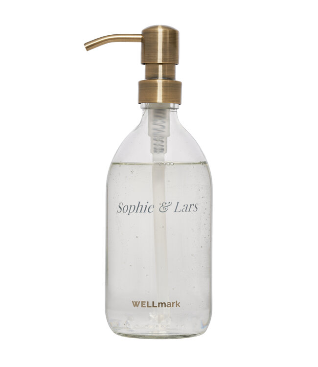 Gepersonaliseerd afwasmiddel 500ml bamboe - messing pomp