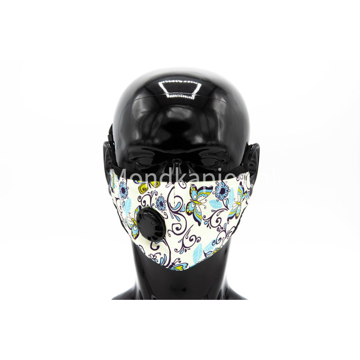 Washable Facemask | Light Butterfly | AP13 | With valve | Single pack