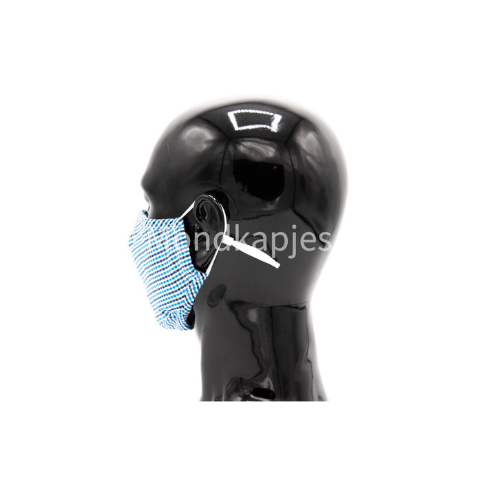 Washable Facemask |  Black | Checkered Blue |  AP | With valve | Single pack