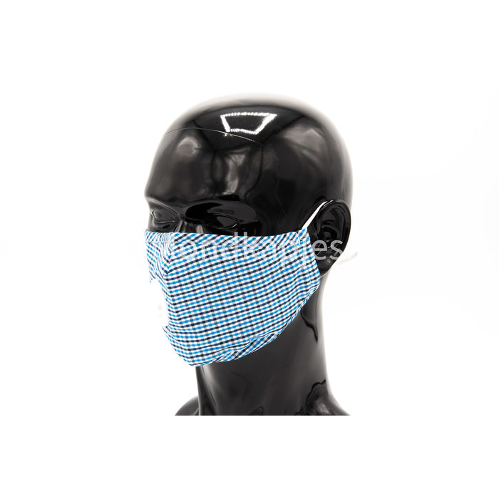 Washable Facemask |  Black | Checkered Blue |  AP14 | With valve | Single pack
