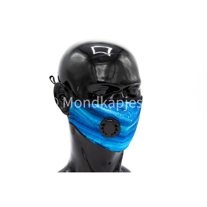 Washable Facemask |  Blue Space | AP15 | With valve | Single pack
