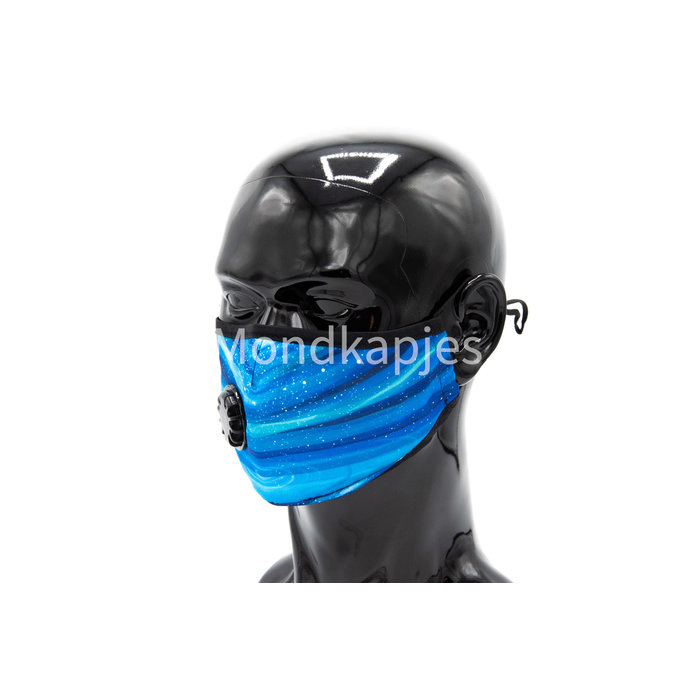 Washable Facemask |  Blue Space | AP | With valve | Single pack