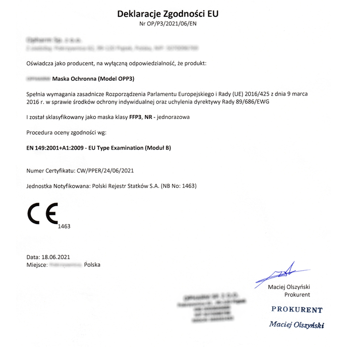 3 Stück FFP3 N99 Masken | Weiß | Hergestellt in der EU