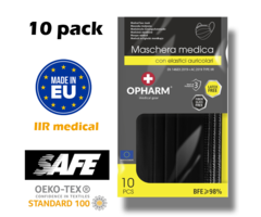 Schwarze medizinische IIR-Gesichtsmasken | Eu hergestellt | 10x