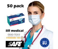 50 Blaue medizinische IIR-Gesichtsmasken | Eu hergestellt