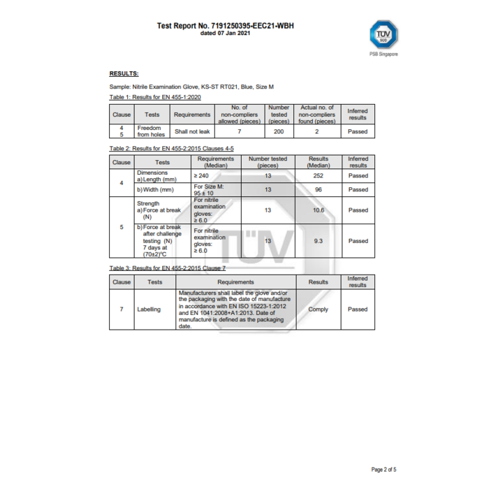 100 Gants d'examen médical en nitrile | Kingfa KS-ST RT021