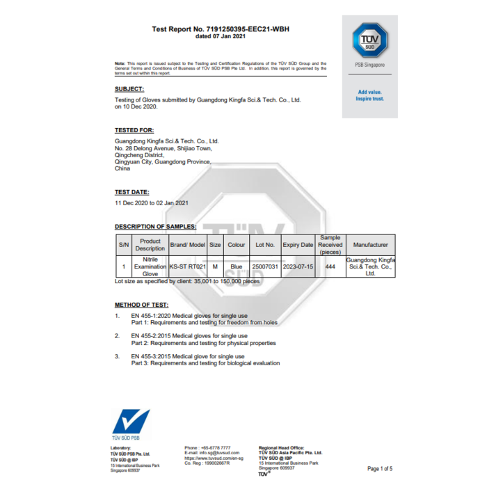 100 Medical nitrile examination gloves | Kingfa KS-ST RT021