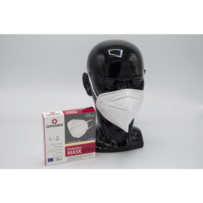 3 stuks  FFP3 N99 maskers | Wit | Geproduceerd in de EU