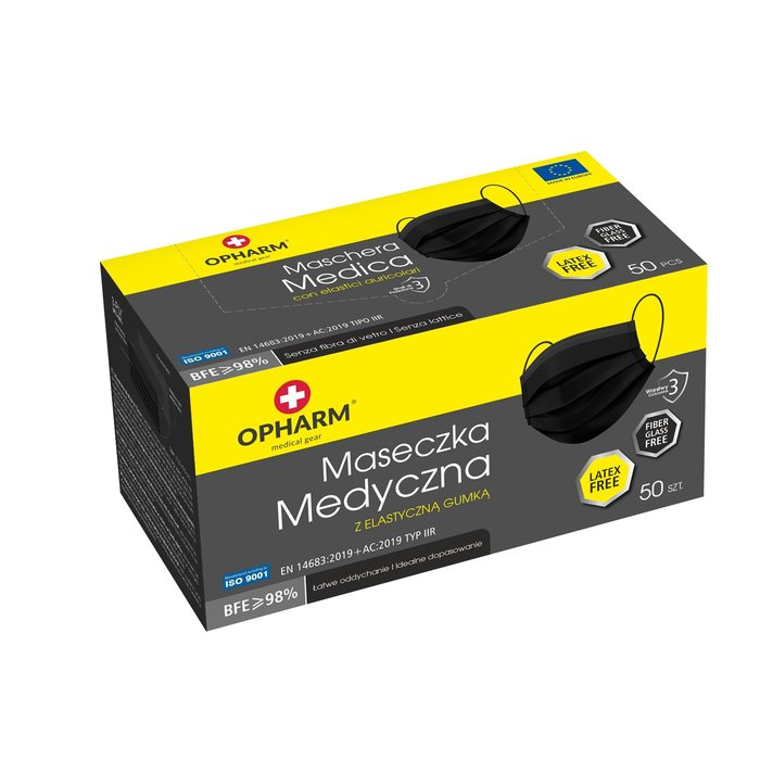 IIR surgical medical masks BLACK - Made in EU