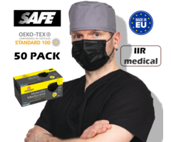 50 stuks IIR chirurgische medische maskers ZWART - Made in EU