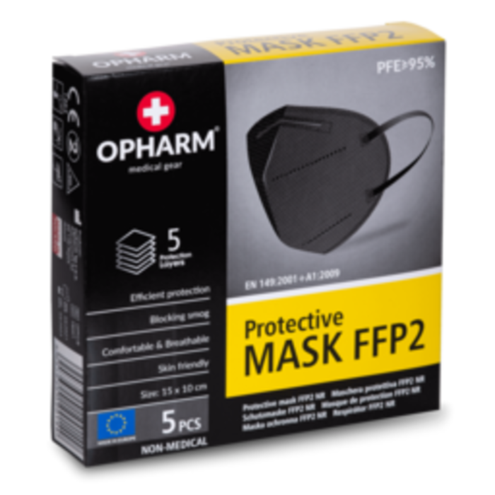 450 black FFP2 masks | Opharm | Made in Europe (90x5)
