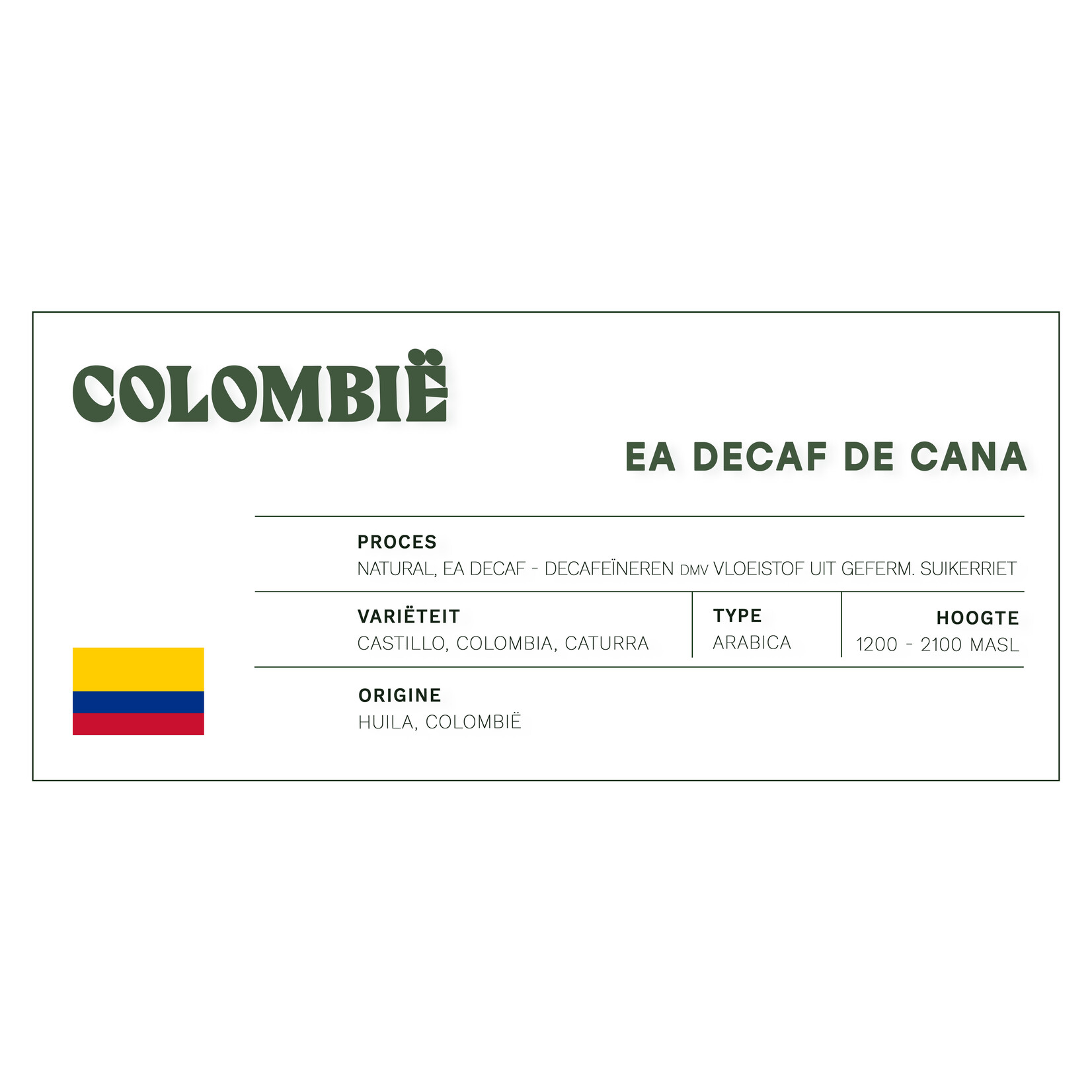 Koffie Colombia EA 'Decaf de Cana'