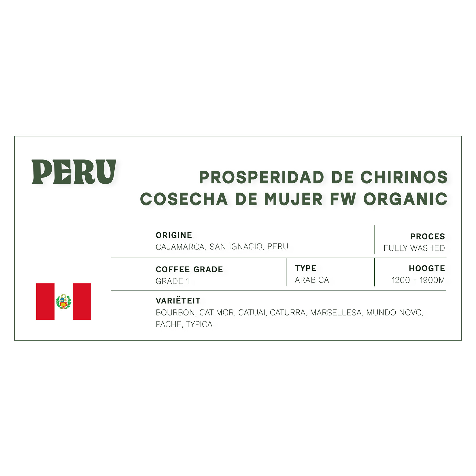 Koffiebranderij Sao Paulo Peru Cajamarca Bio 'Prosperidad de Chirinos'