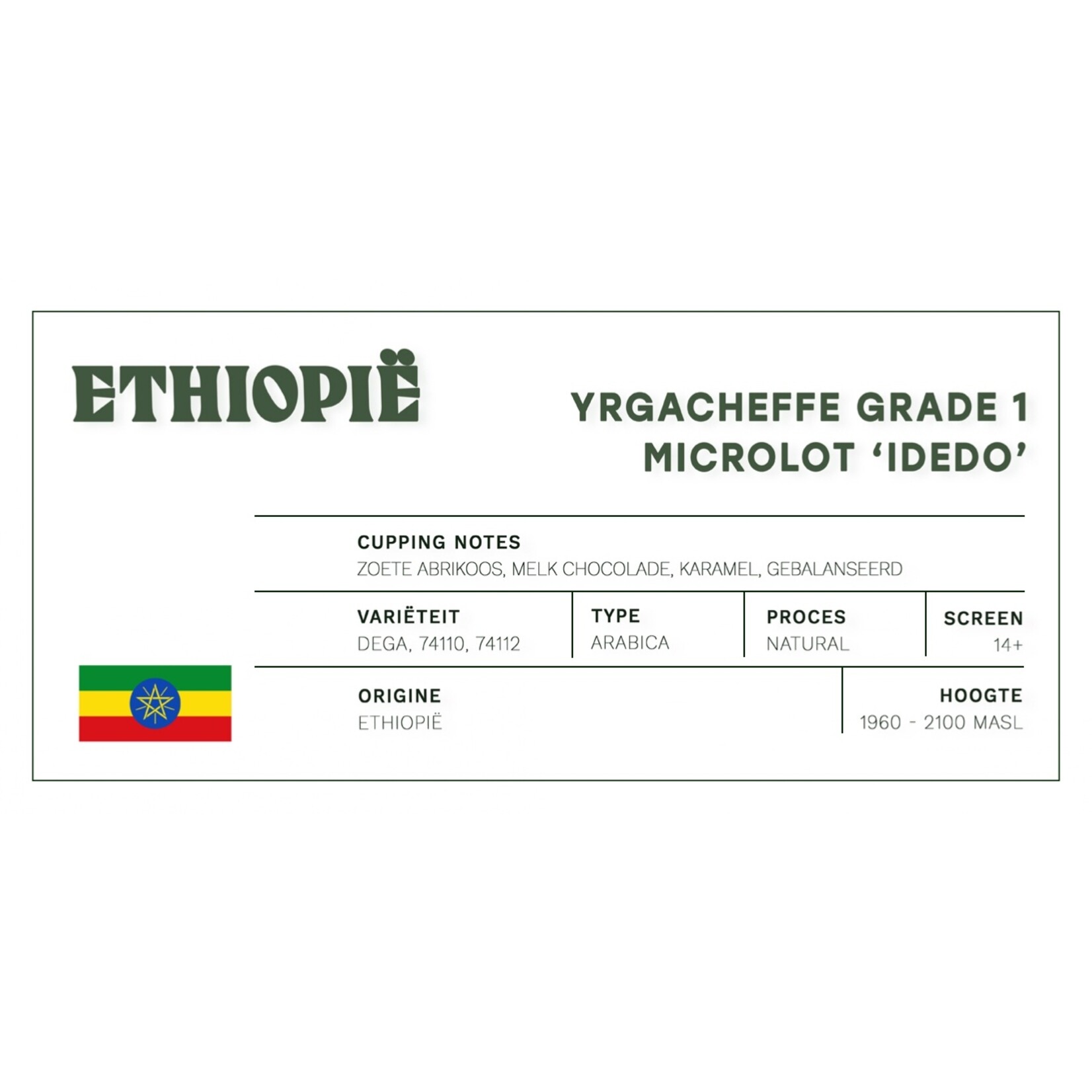 Koffiebranderij Sao Paulo Ethiopië Yirgacheffe Grade 1 'Idedo'