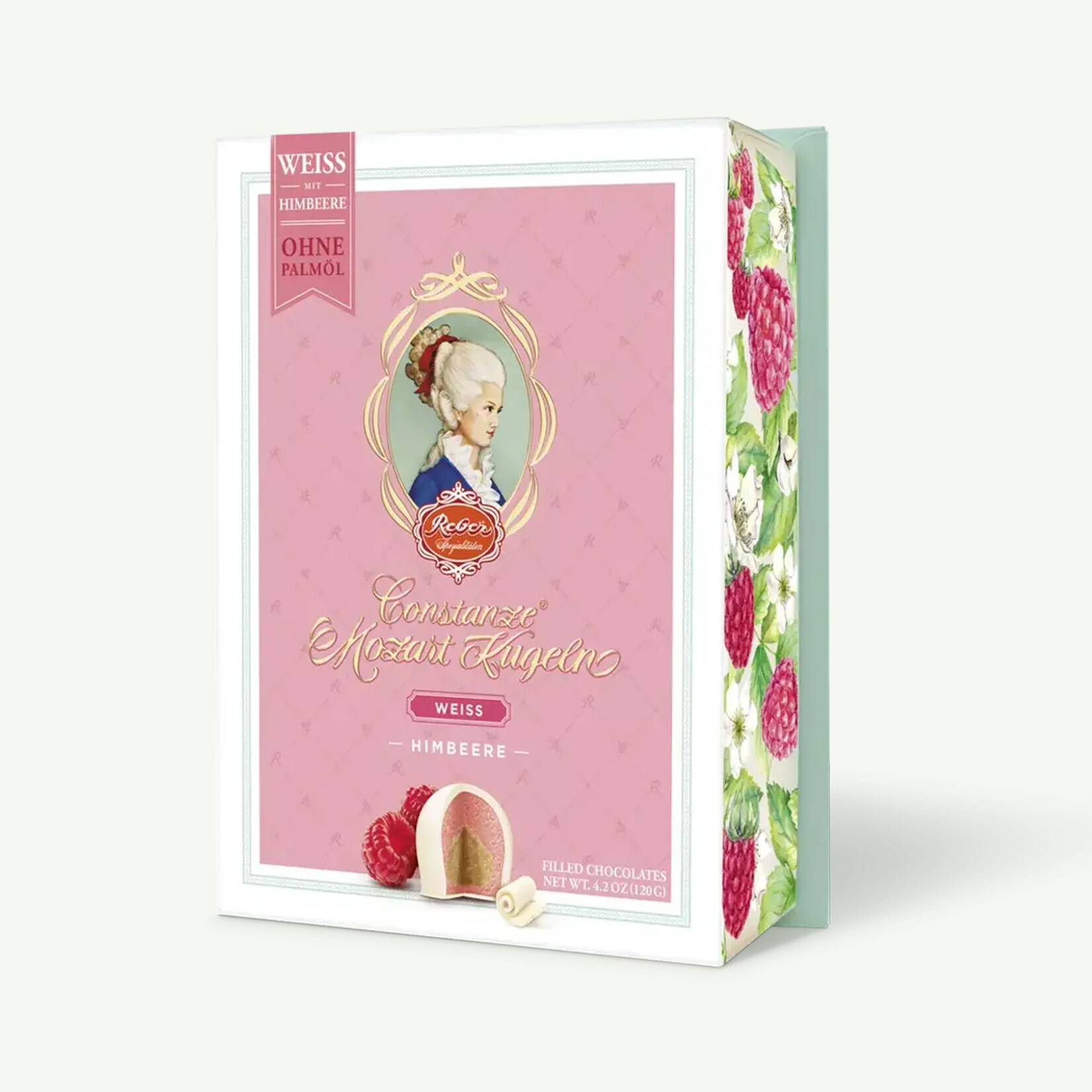 Reber Reber '6 Constanze Kügeln witte chocolade met framboos' - 120g