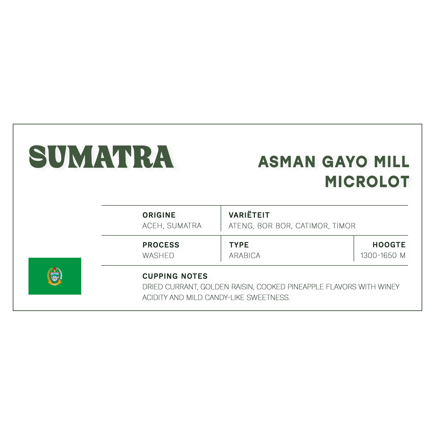 Koffie Sumatra 'Asman Gayo Mill' Microlot