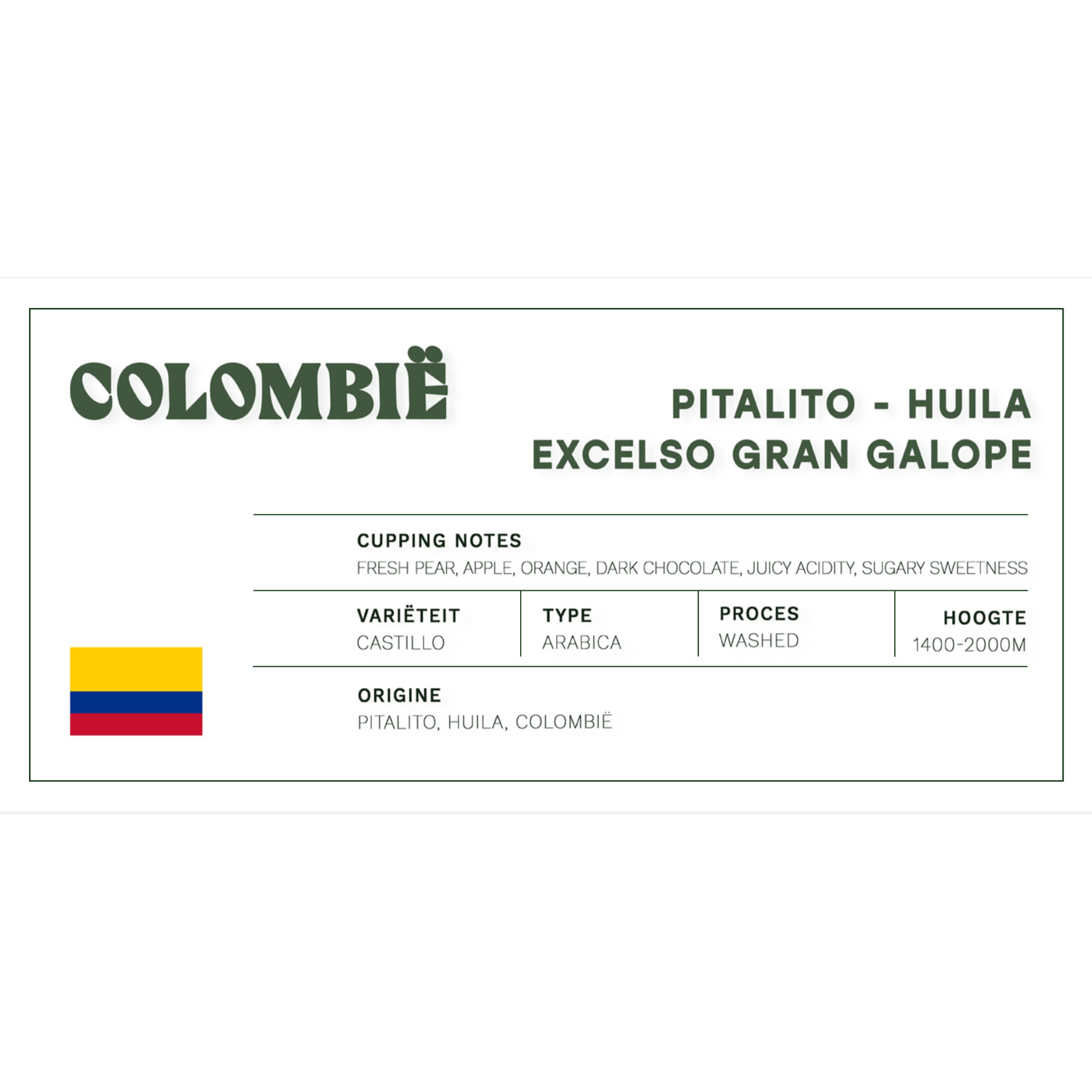 Koffie Colombia ‘Pitalito - Huila Excelso Gran Galope’