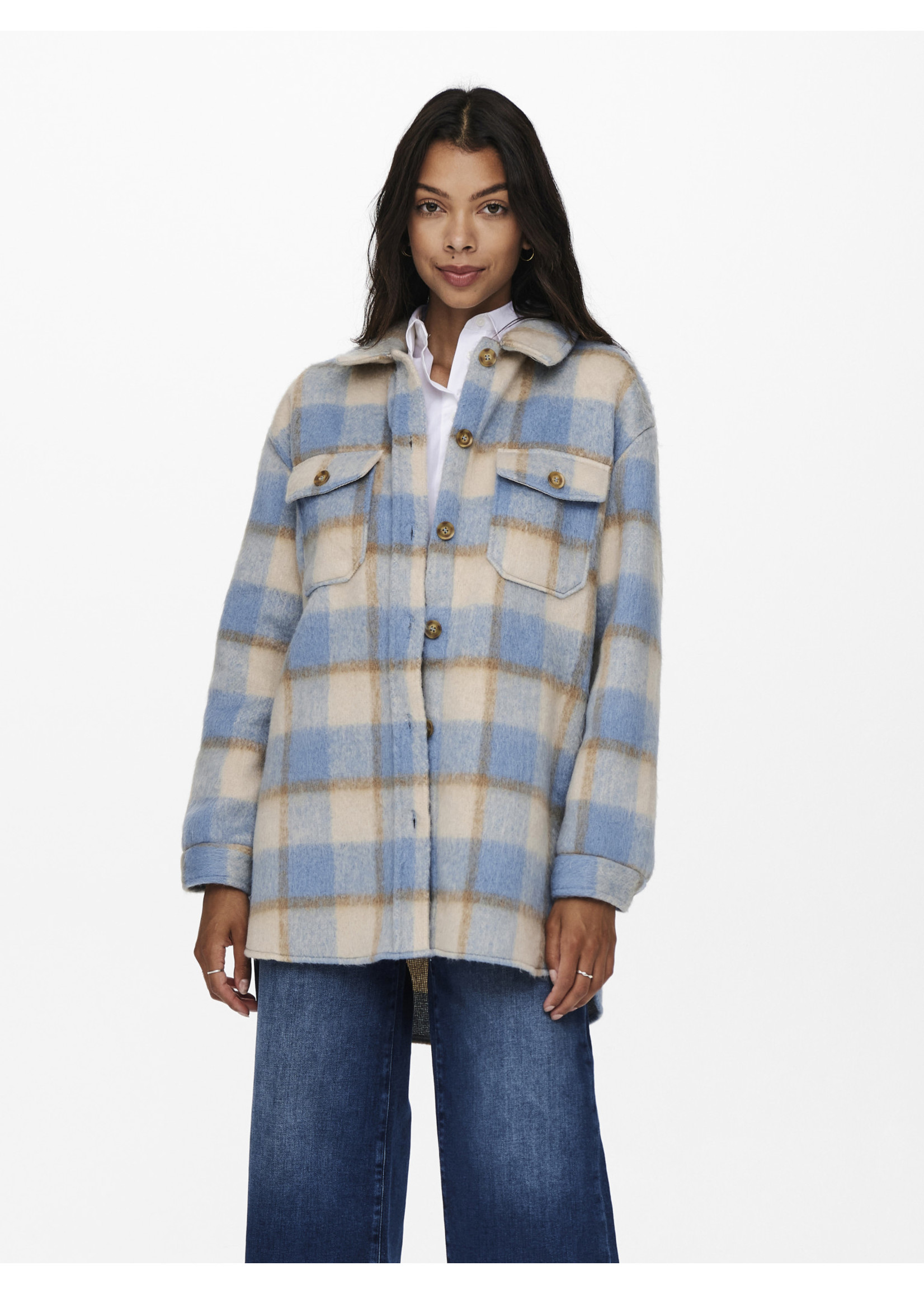 ONLY EPIC L/S CHECK SHACKET,oatmeal/w.toasted