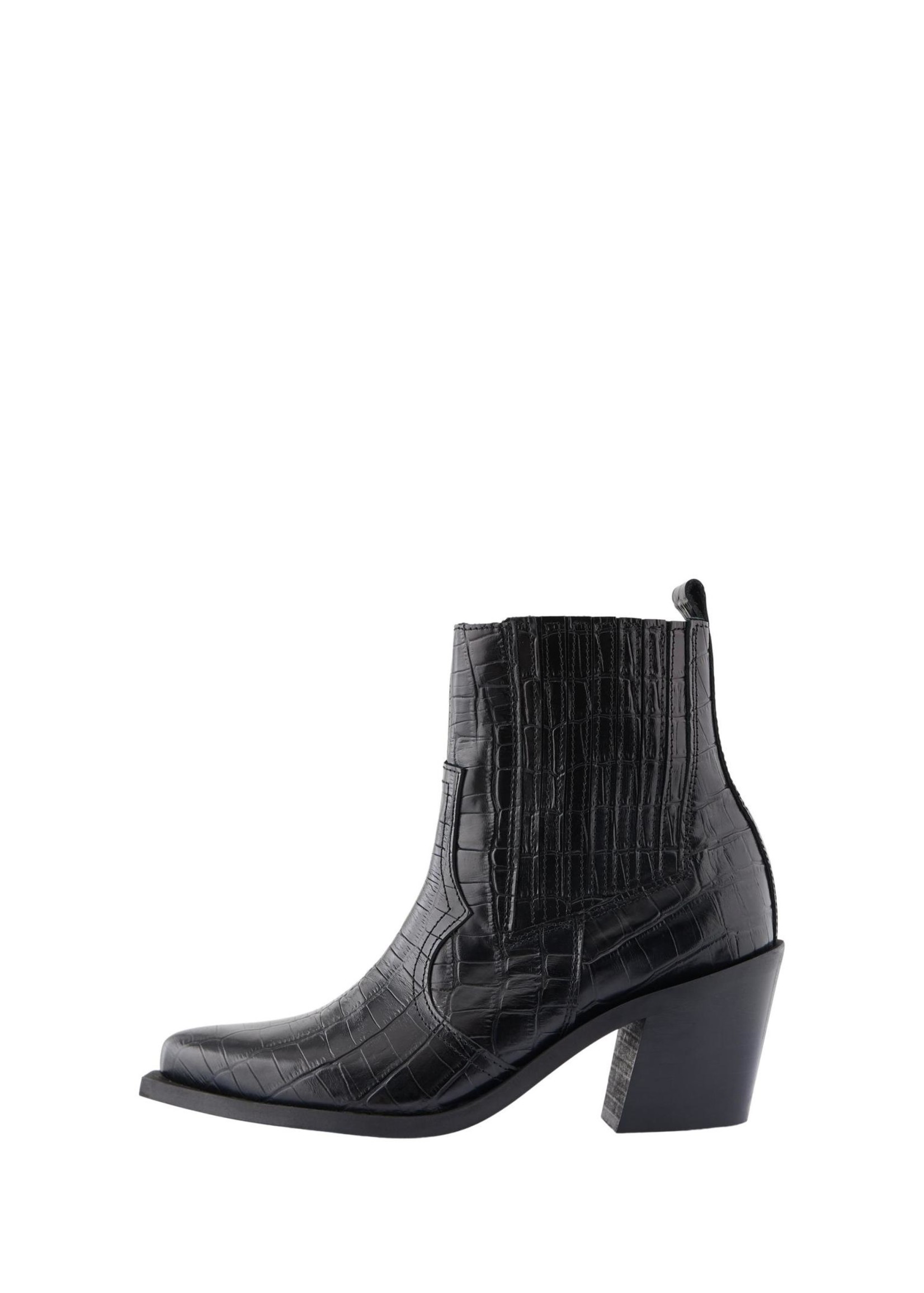 PIECES Santiago leather boot, zwart