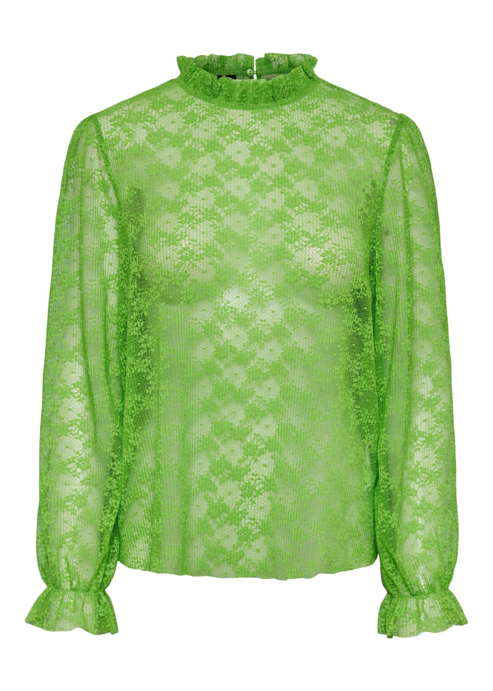 PIECES MAY  LS LACE TOP grass green