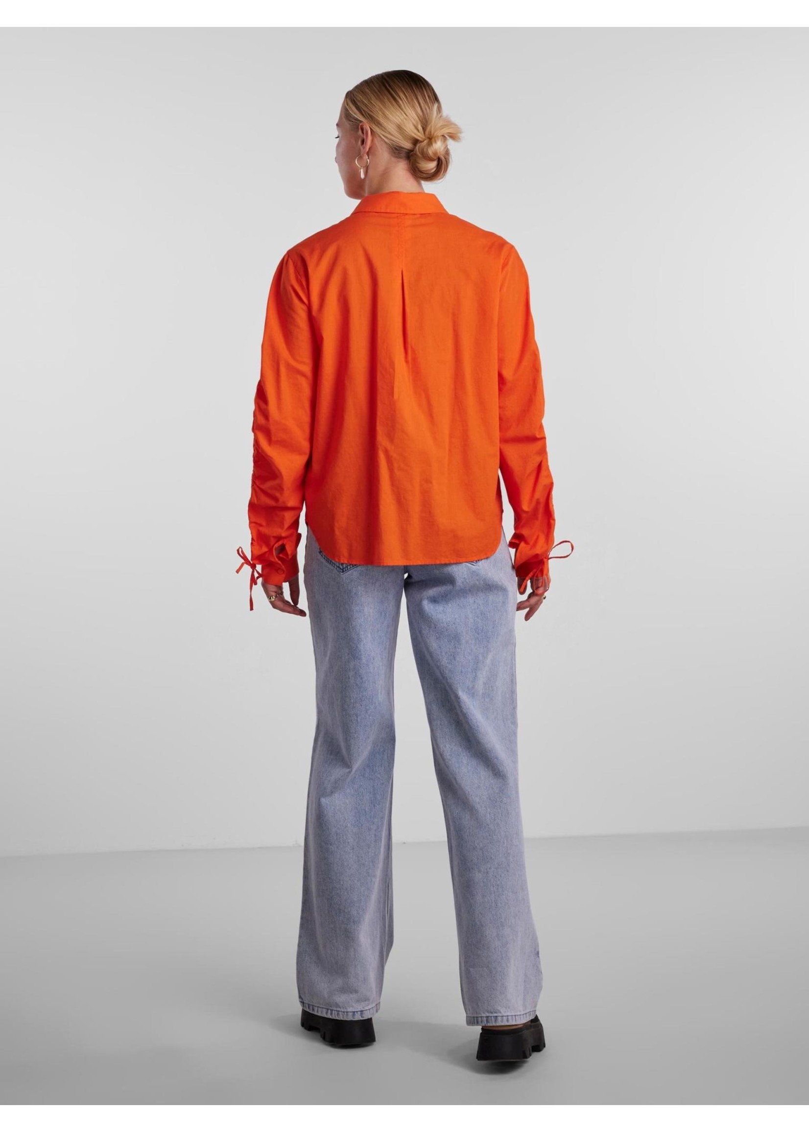 PIECES BRENNA LS DETAIL SHIRT BC red orange