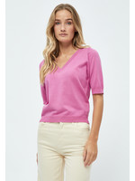 MINUS MILLA HALF SLEEVE V-NECK KNIT T-SHIRT super pink