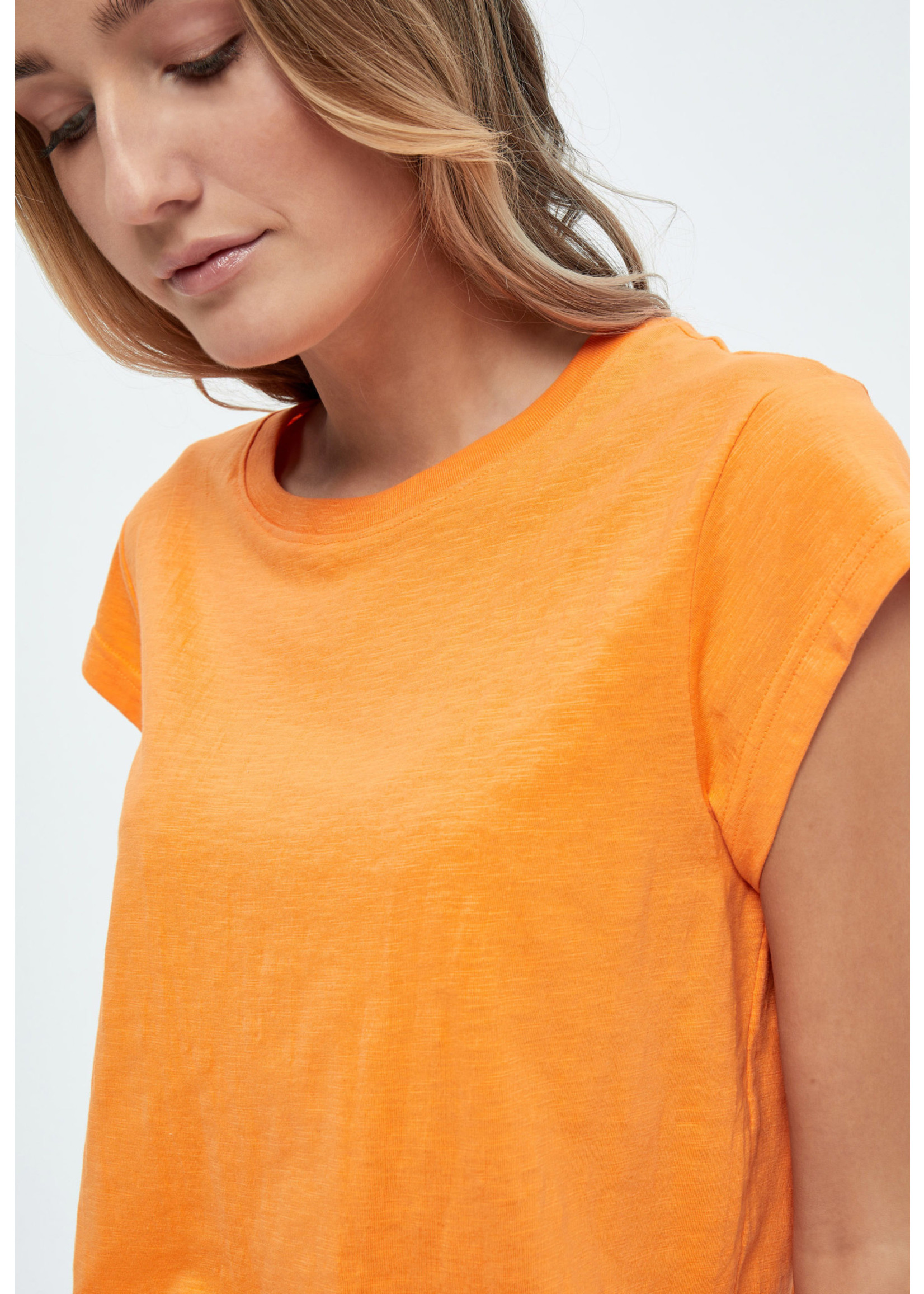 MINUS LETI ROUND NECK CAP SLEEVE T-SHIRT  orange peel