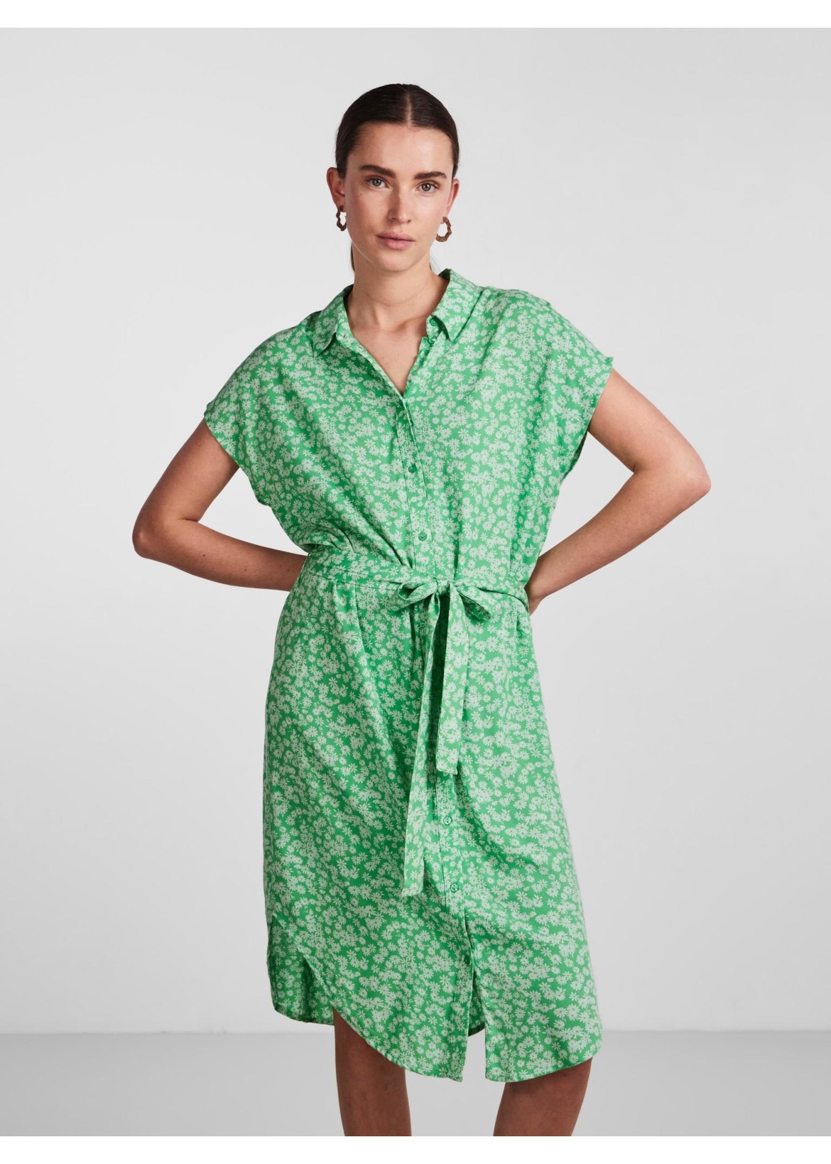 PIECES NYA SS SHIRT DRESS BC irish green flower