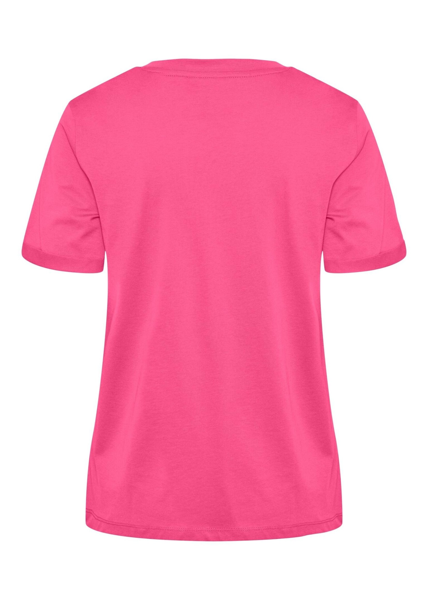 PIECES RIA SS FOLD UP SOLID TEE NOOS BC shocking pink