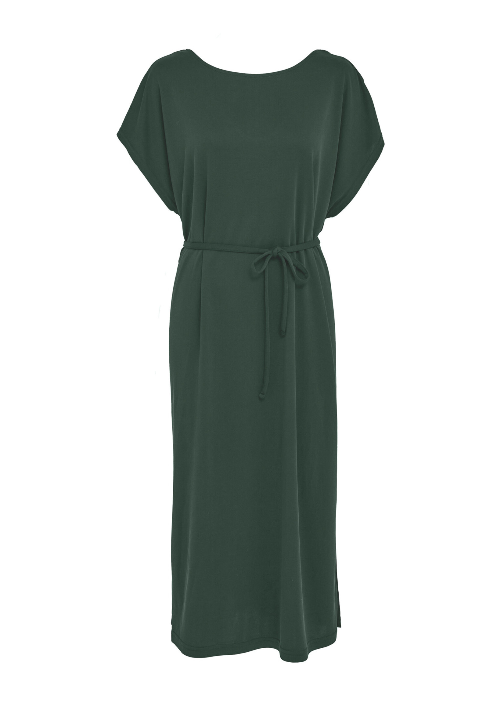 MINUS OPHELIA BOAT NECK SHORT SLEEVE MIDI MODAL DRESS jungle green