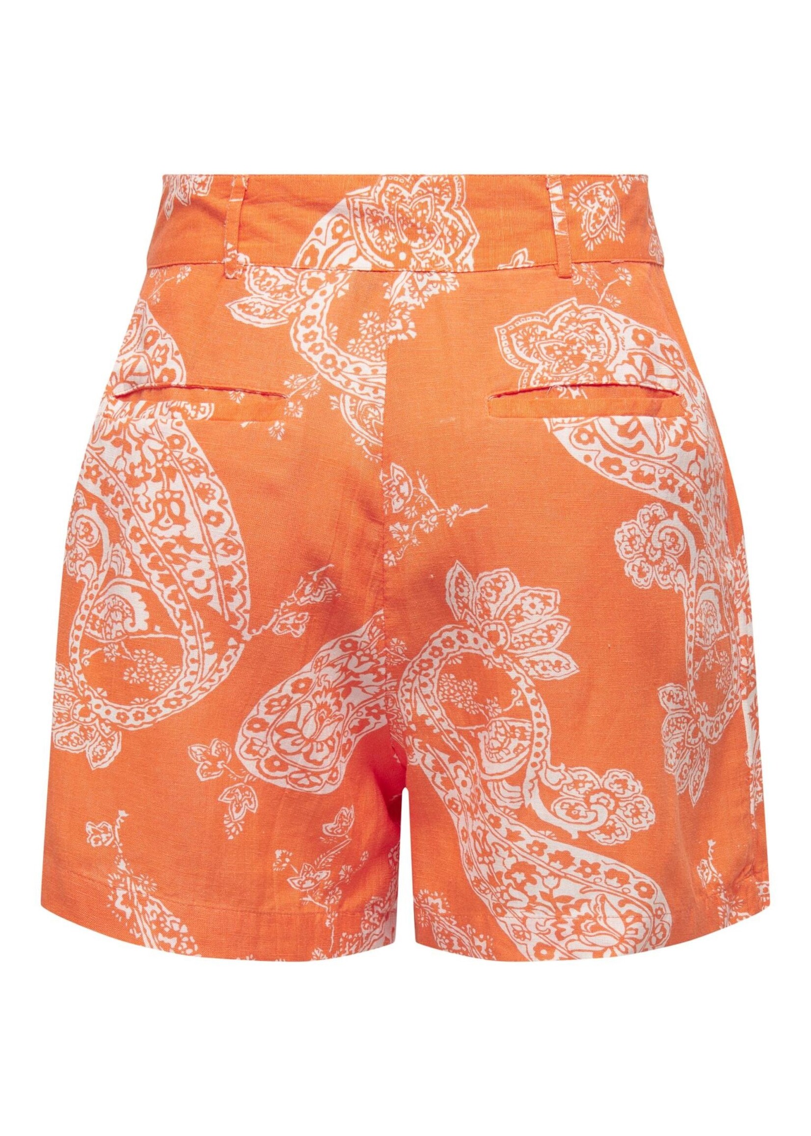 ONLY BELLA LINEN HW TAILORED SHORTS PTM orange peel large  paisley