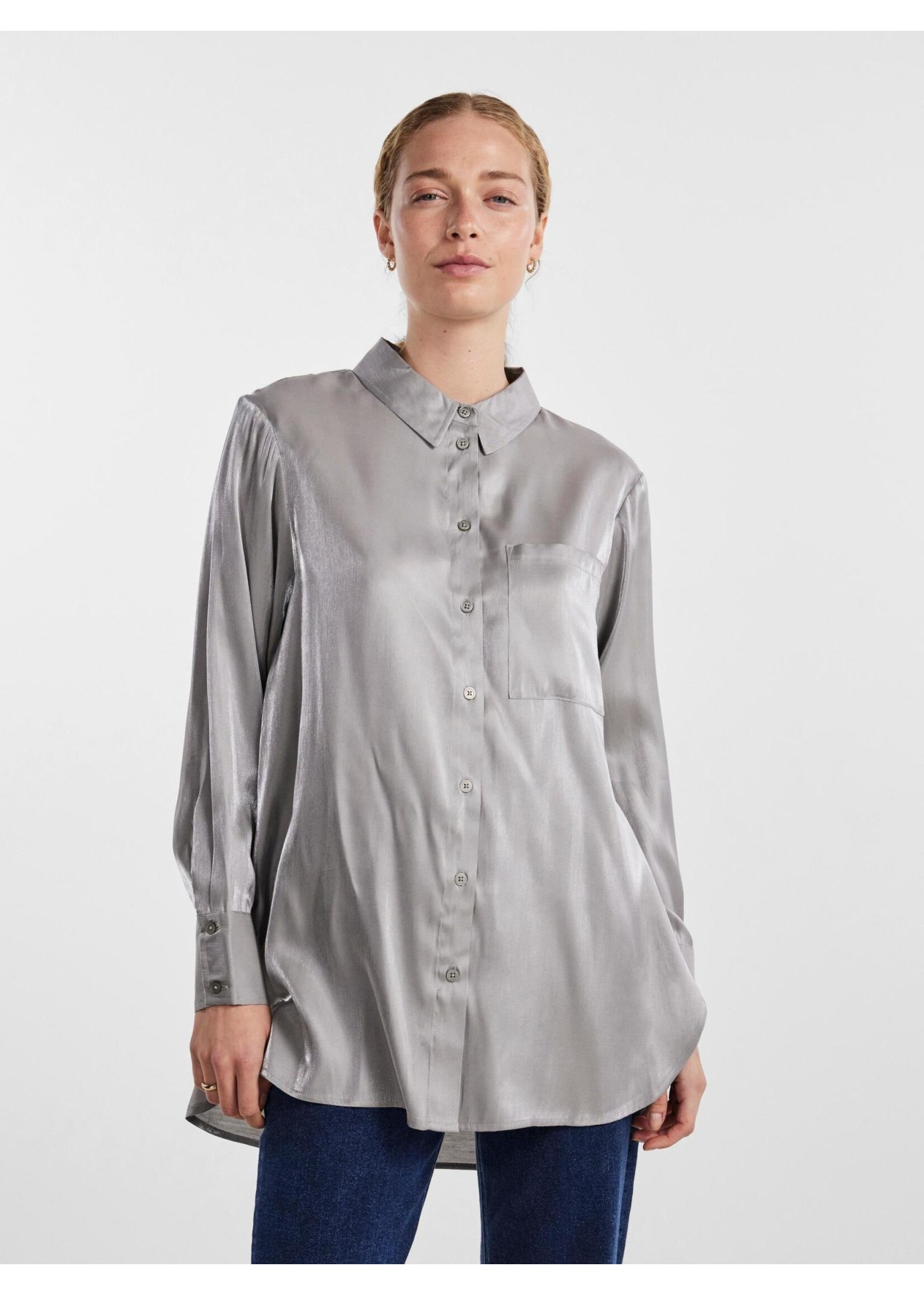 PIECES SOLA LS SHIRT PB BC silver