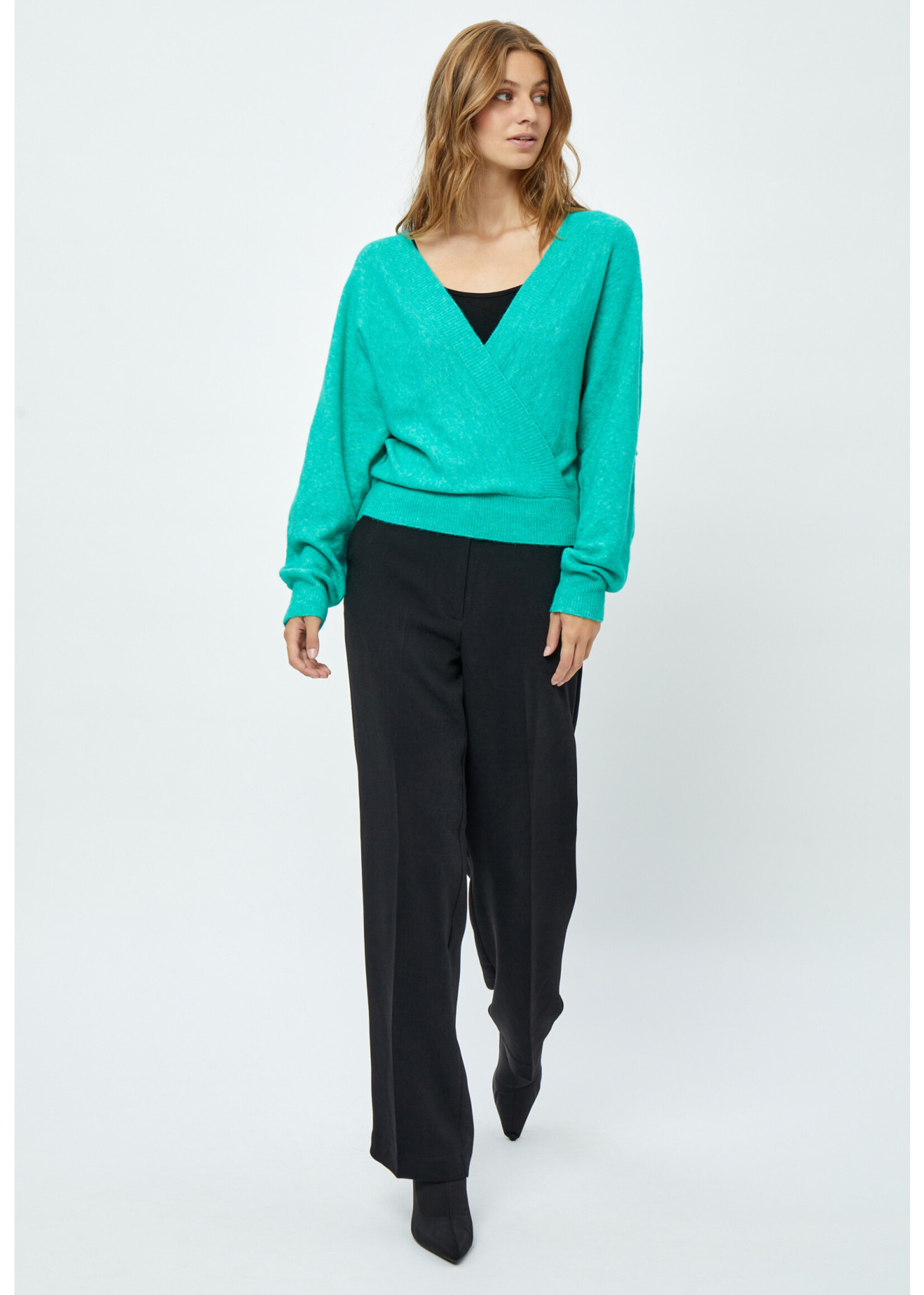 MINUS ILANI WRAP KNIT PULLOVER jade green mel