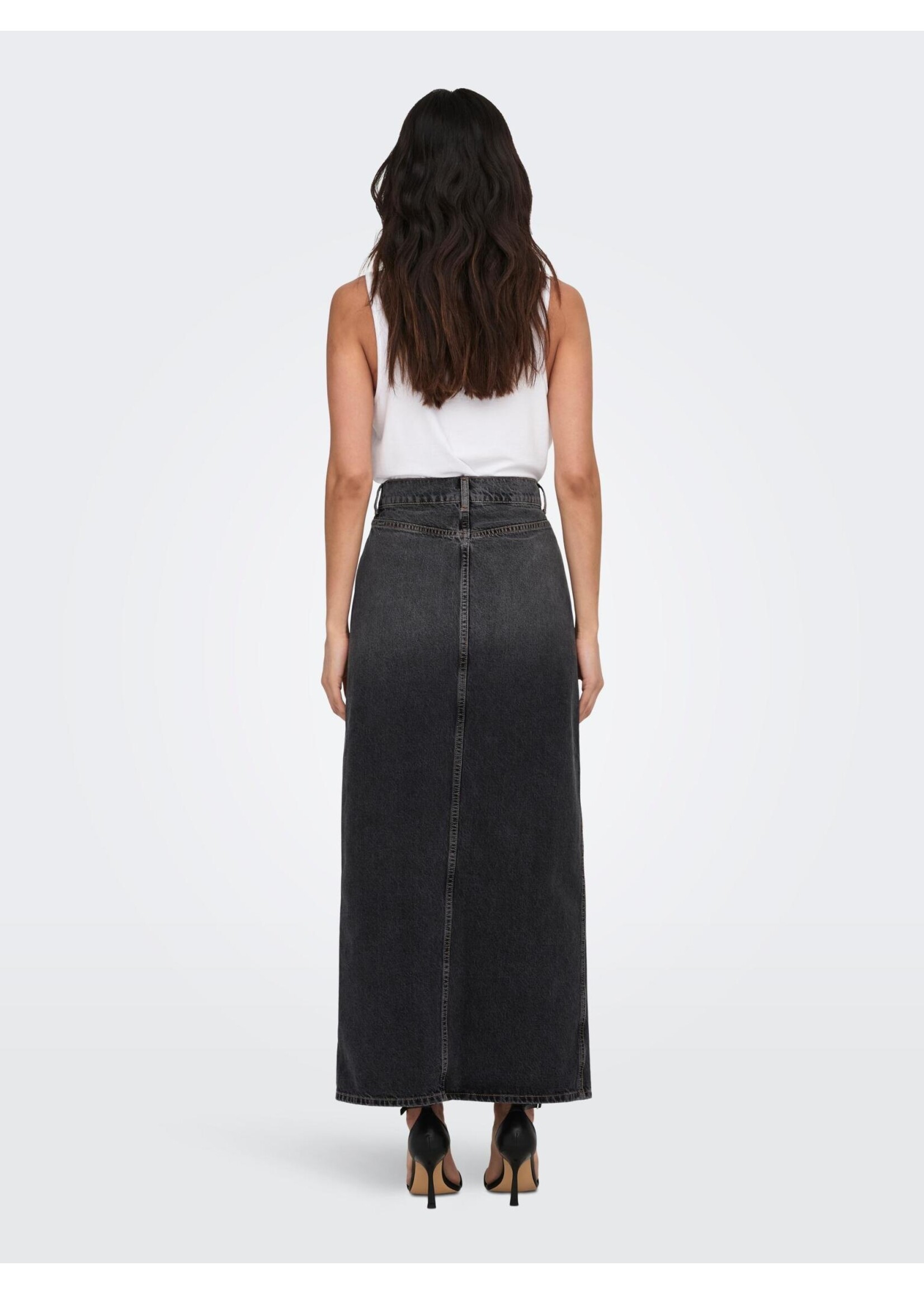 ONLY CILLA LONG SLIT SKIRT DNM washed black