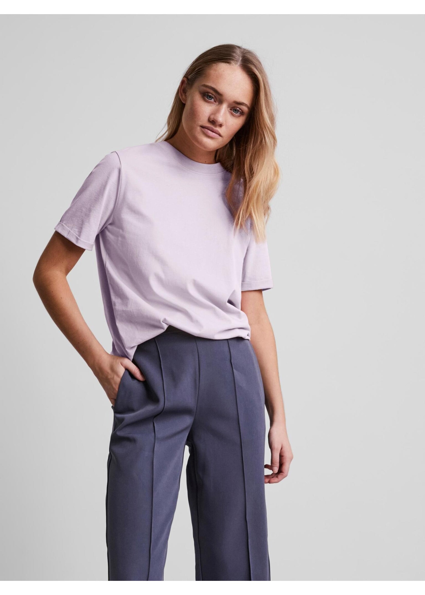 PIECES RIA SS FOLD UP SOLID TEE NOOS BC lavendula