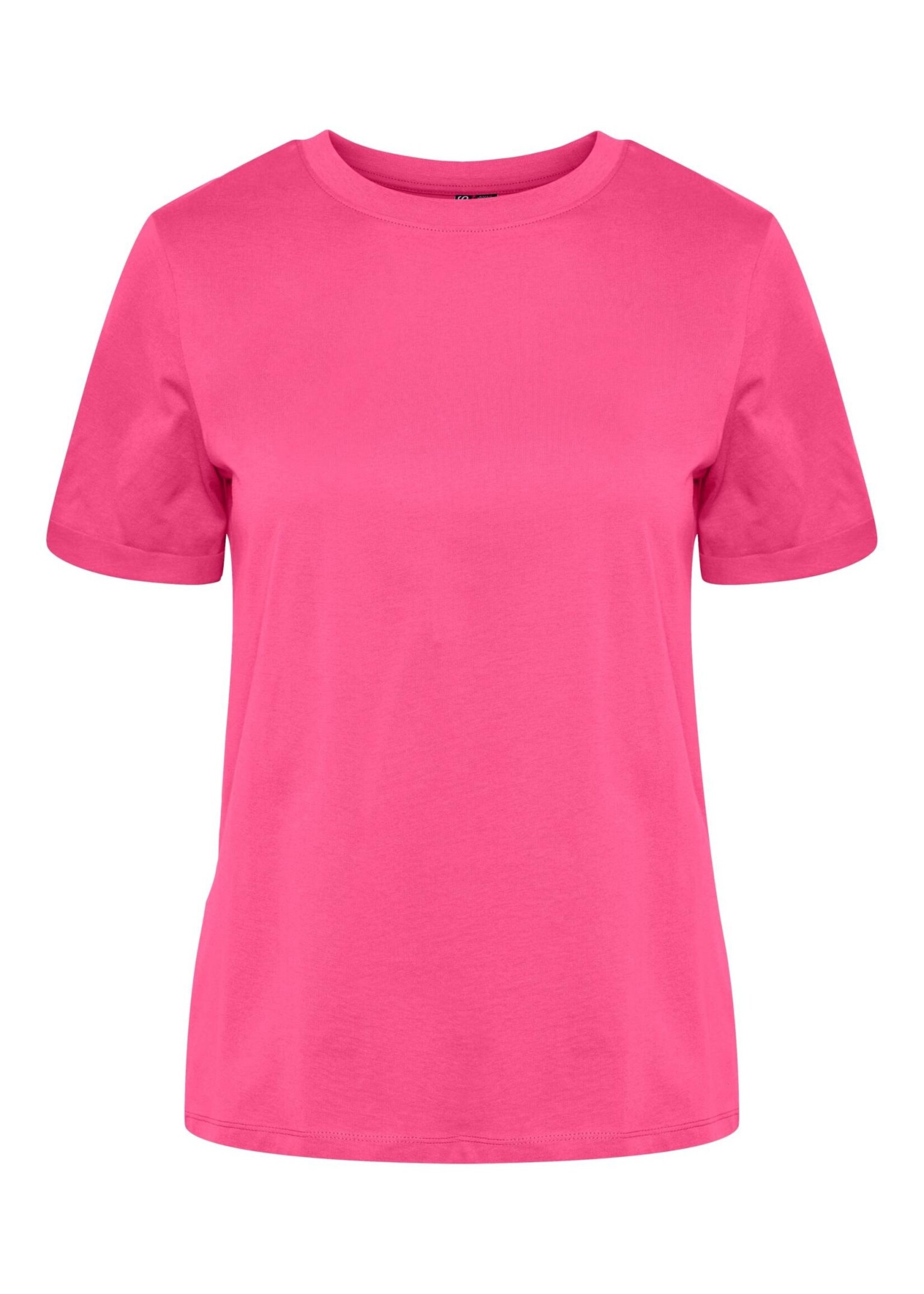 PIECES RIA SS FOLD UP SOLID TEE NOOS BC shocking pink