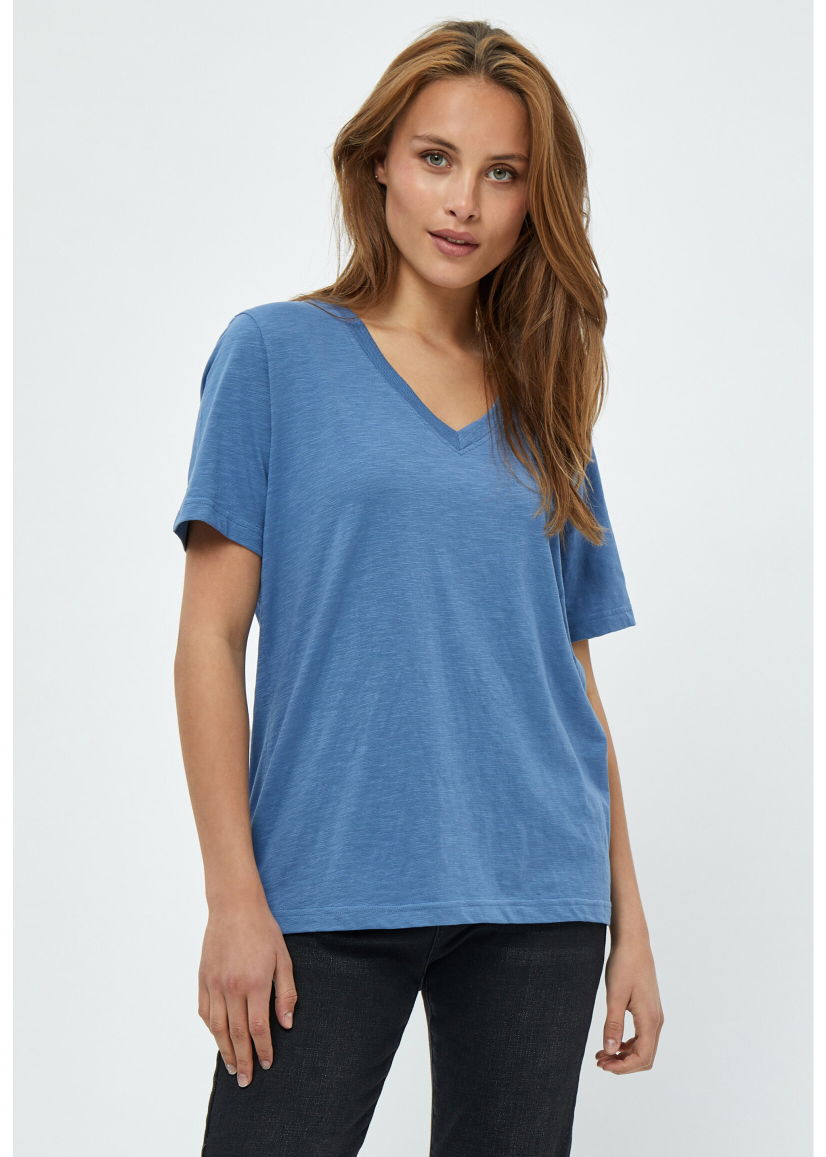 MINUS LETI V-NECK SHORT SLEEVE T-SHIRT denim blue