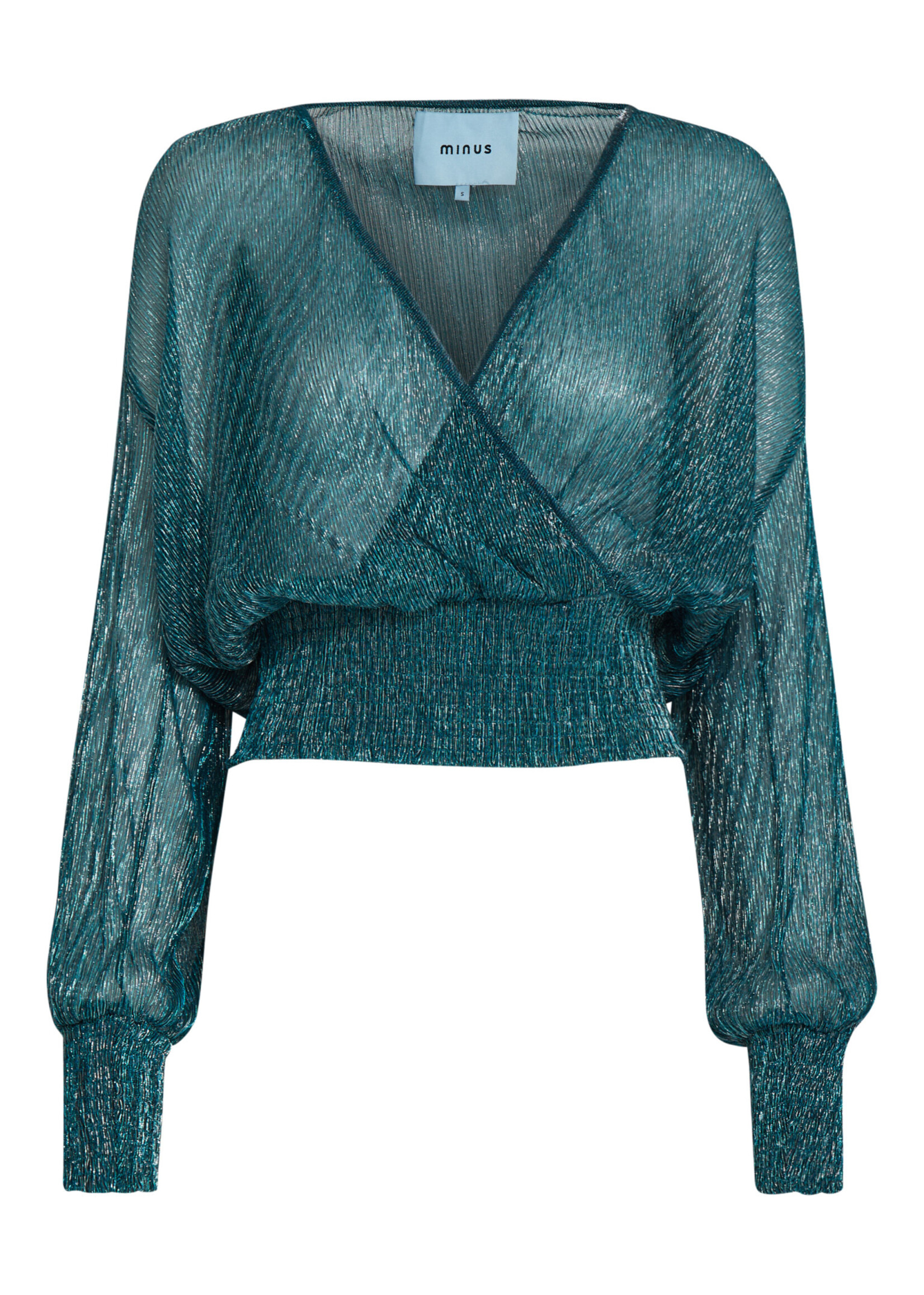 MINUS KAMINA WRAP BLOUSE met lake blue metalic