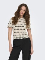 ONLY ANNASOFIA LIFE SS STRIPE O-NECK KNT birch black