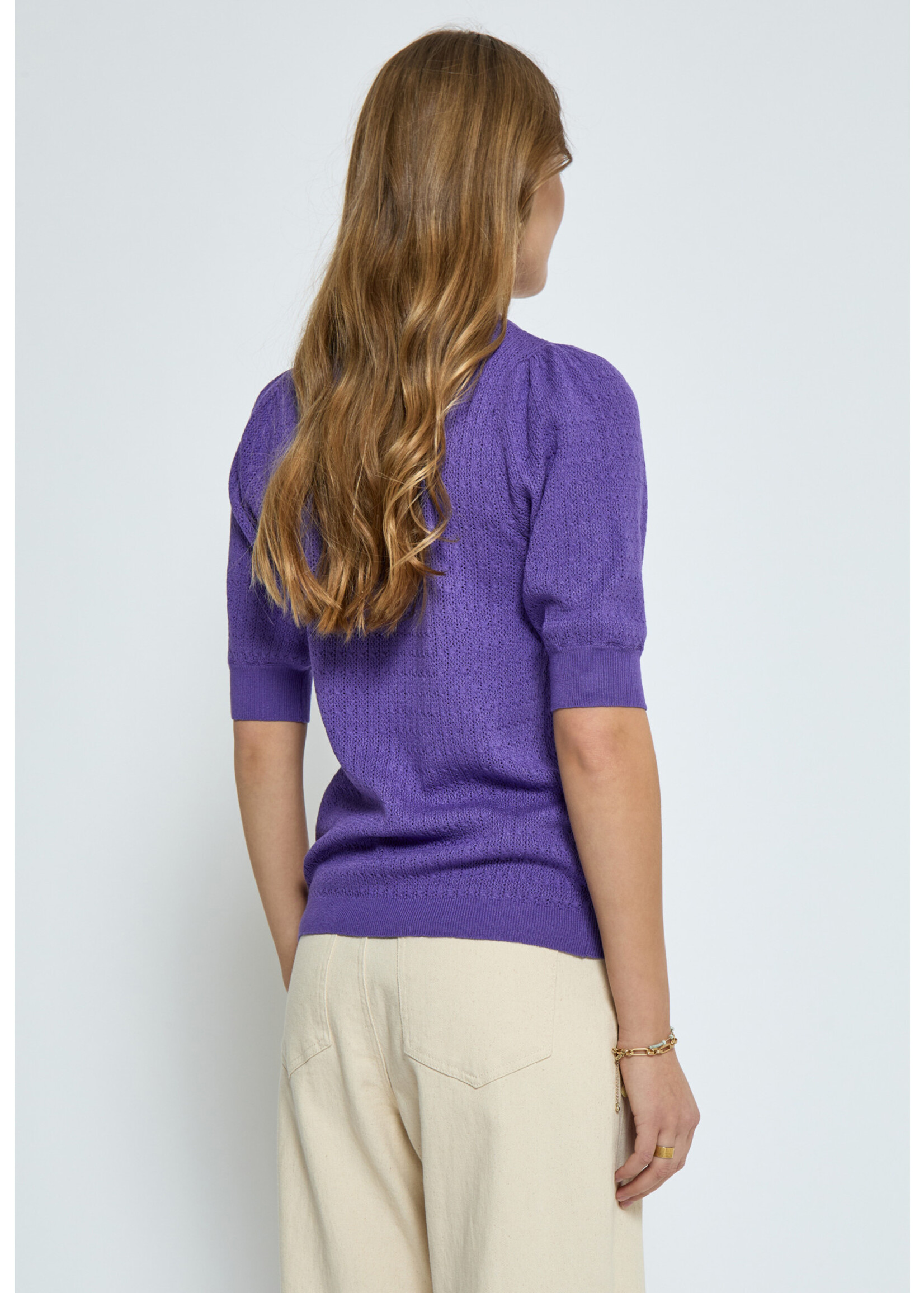 PEPPERCORN TALA PUFF SLEEVE KNIT PULLOVER purple corallites