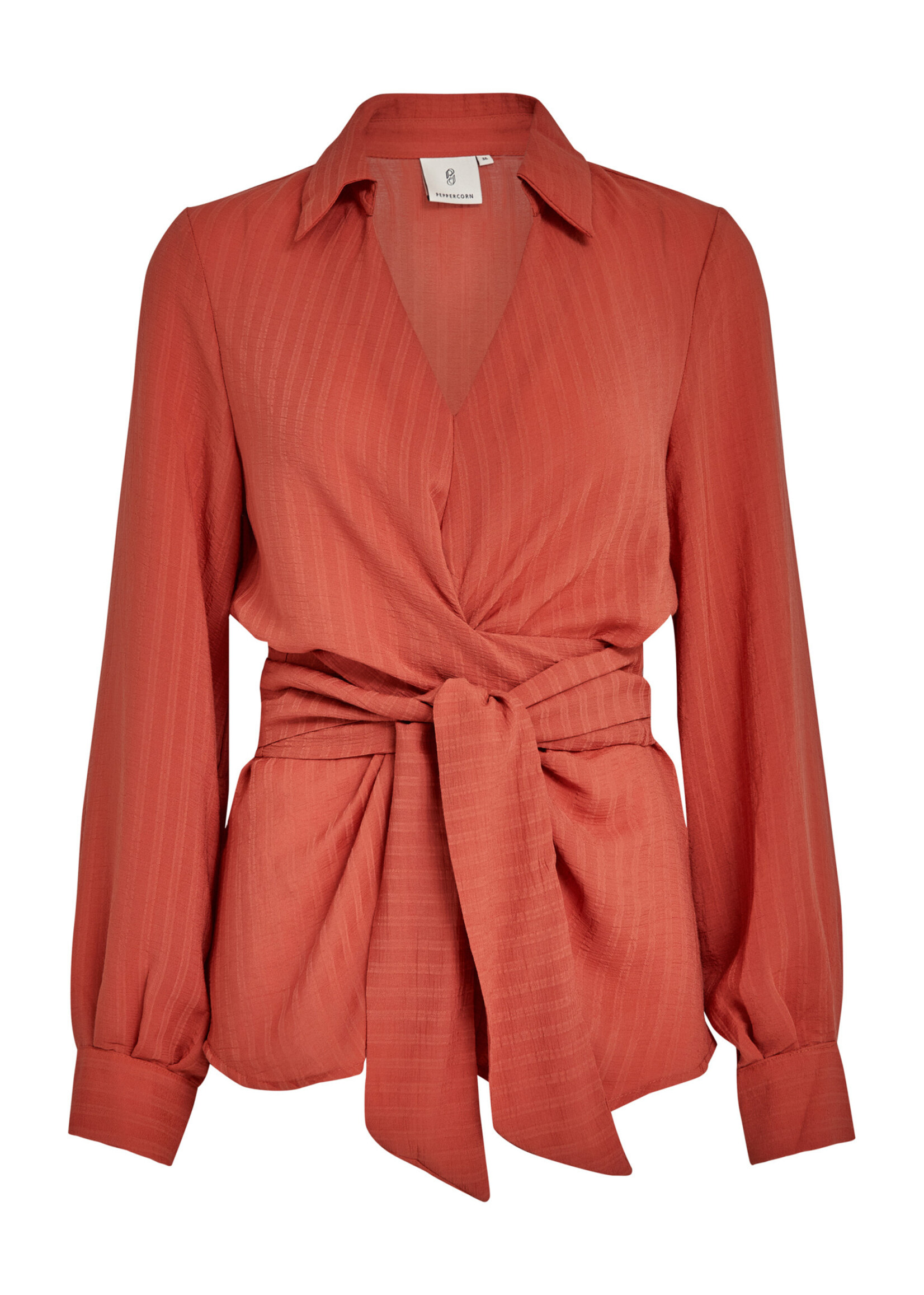 PEPPERCORN TONIA V-NECK LONG SLEEVE SHIRT mecca orange