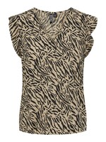 PIECES NYA SL V-NECK TOP BC white pepper animal