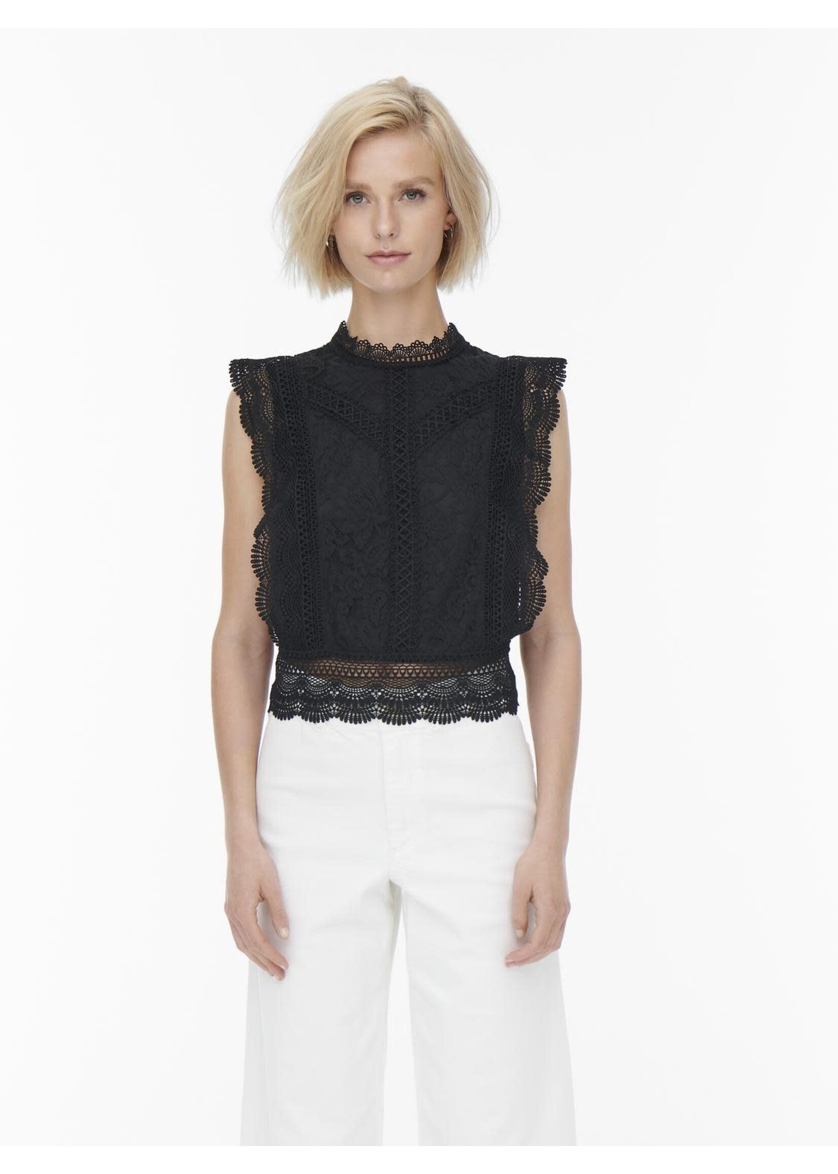 ONLY KARO S/L LACE TOP NOOS WVN black