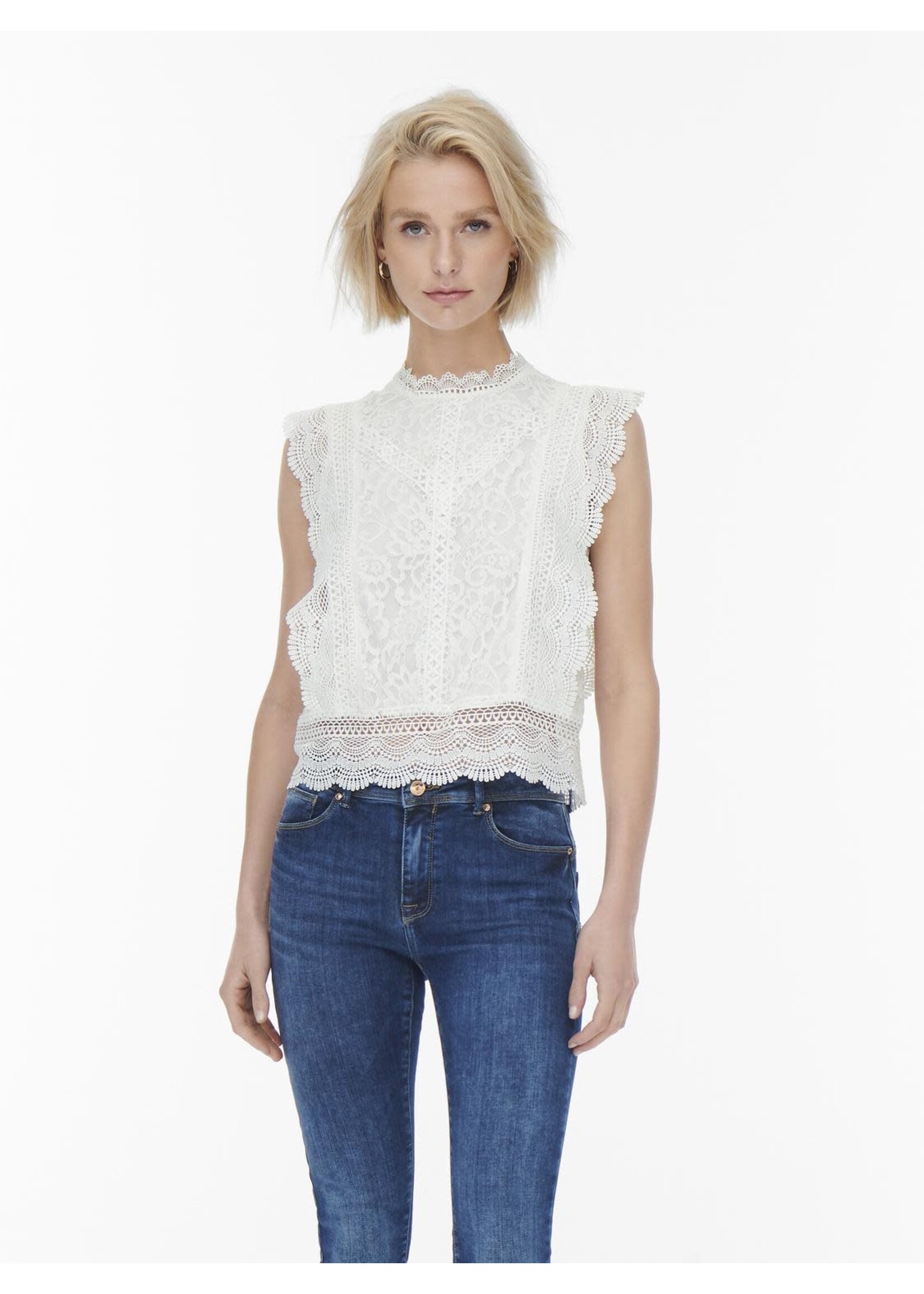 ONLY KARO S/L LACE TOP NOOS WVN cloud dancer