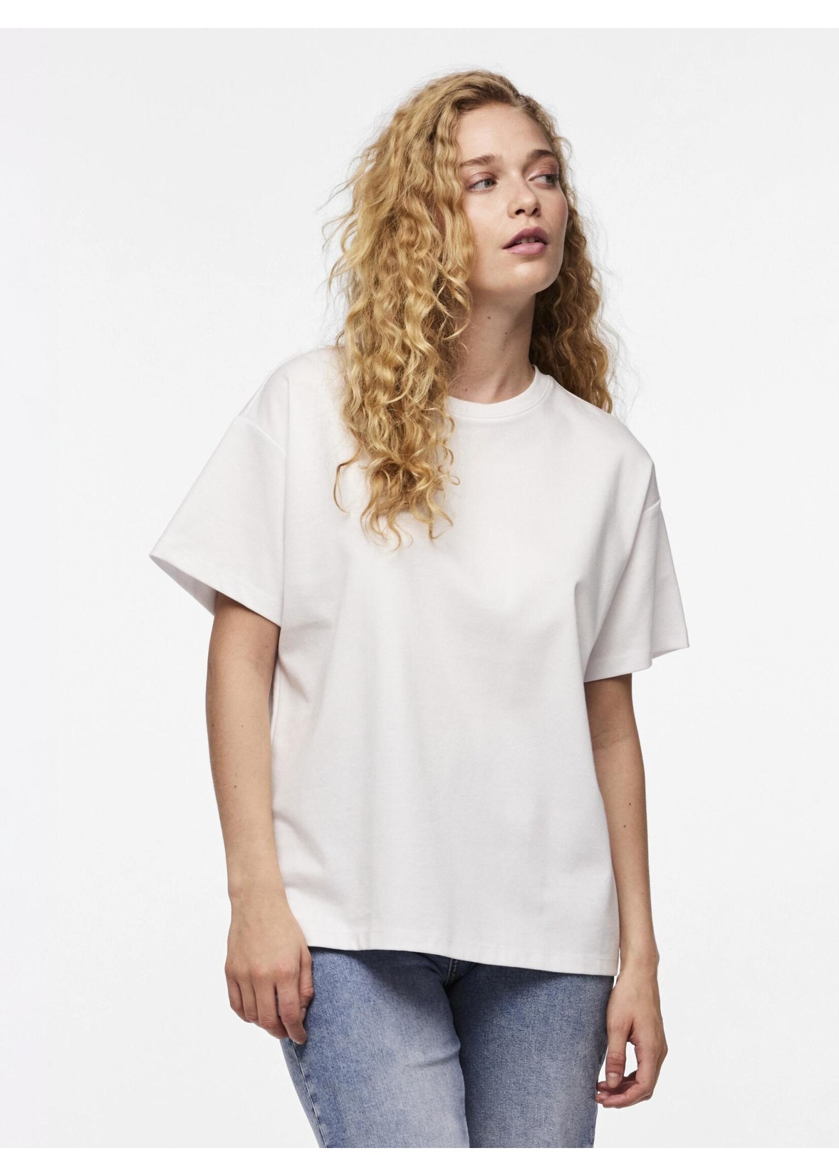 PIECES SKYLAR SS OVERSIZED TEE NOOS bright white