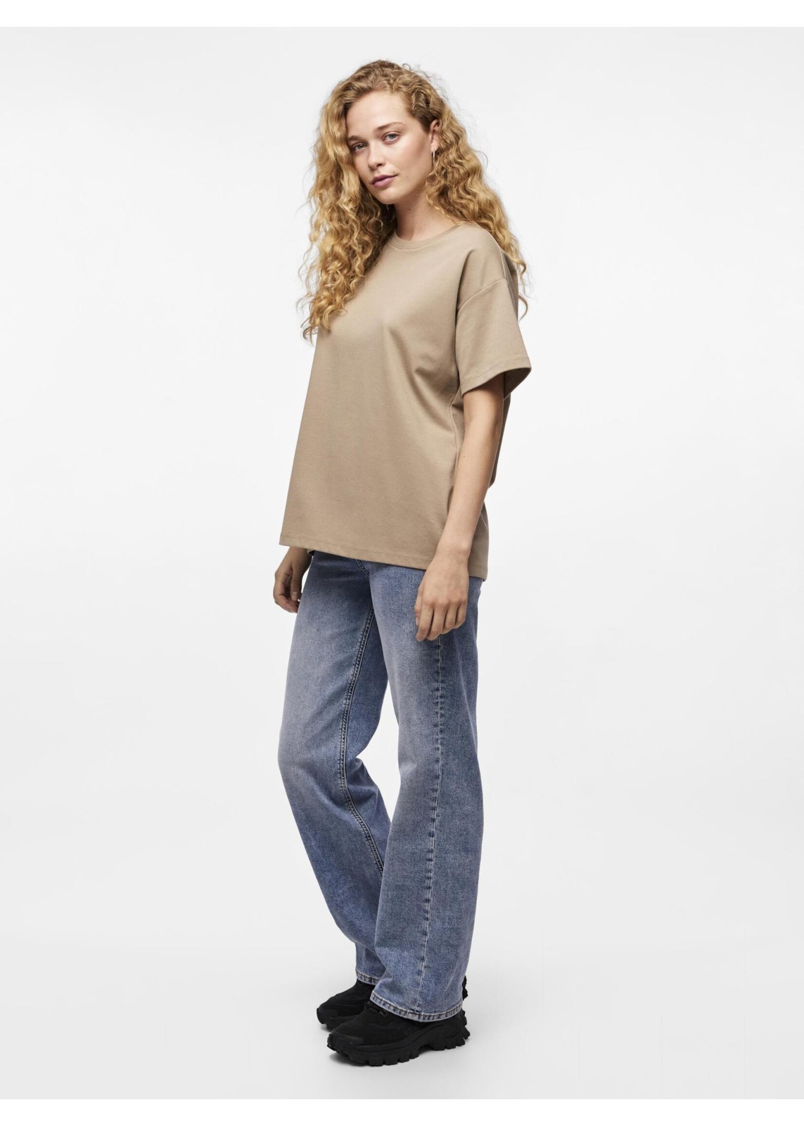 PIECES SKYLAR SS OVERSIZED TEE NOOS silver mink