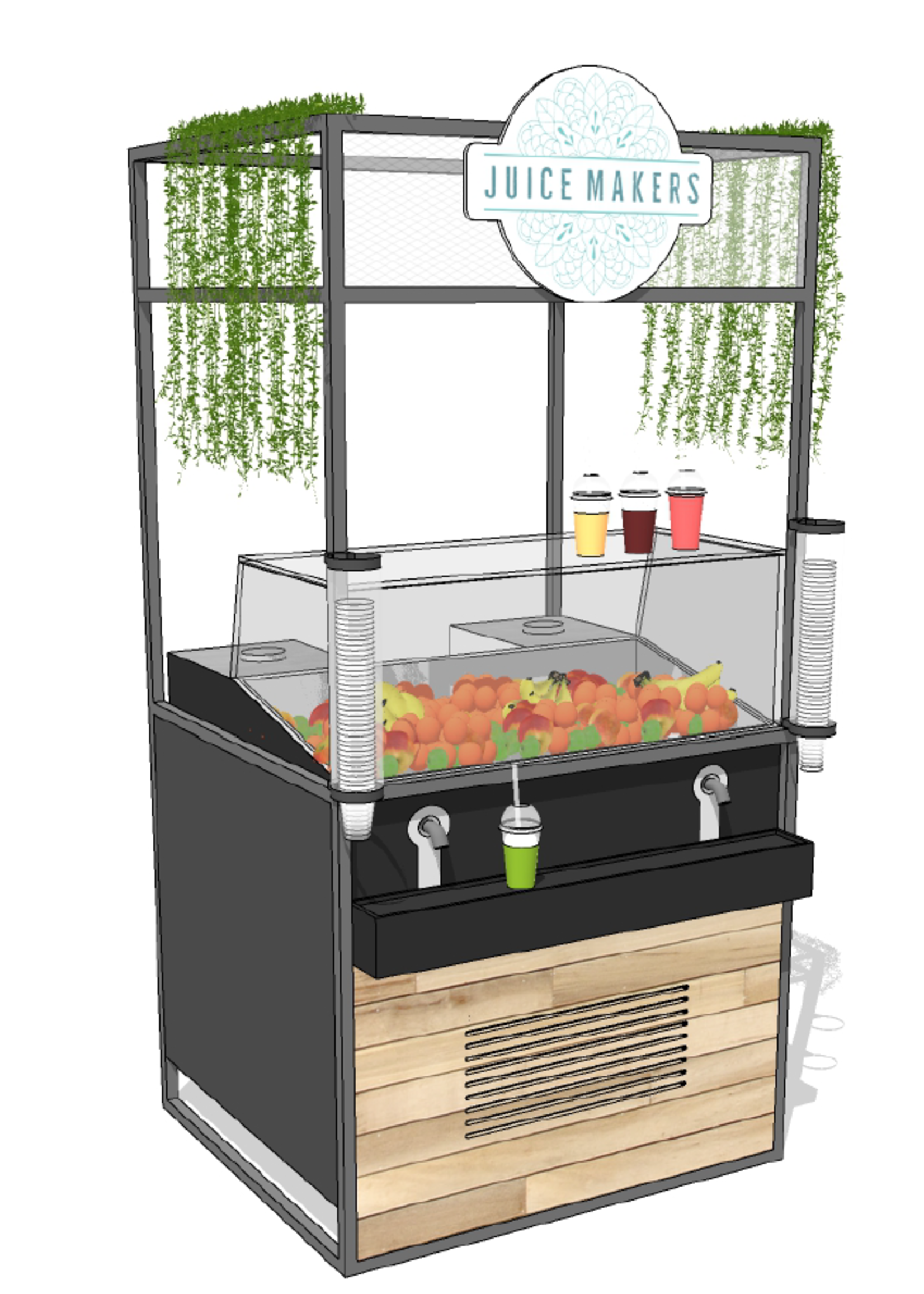 JuiceMakers Juicebar is een koeltoog met 1 of 2 sapapparaten